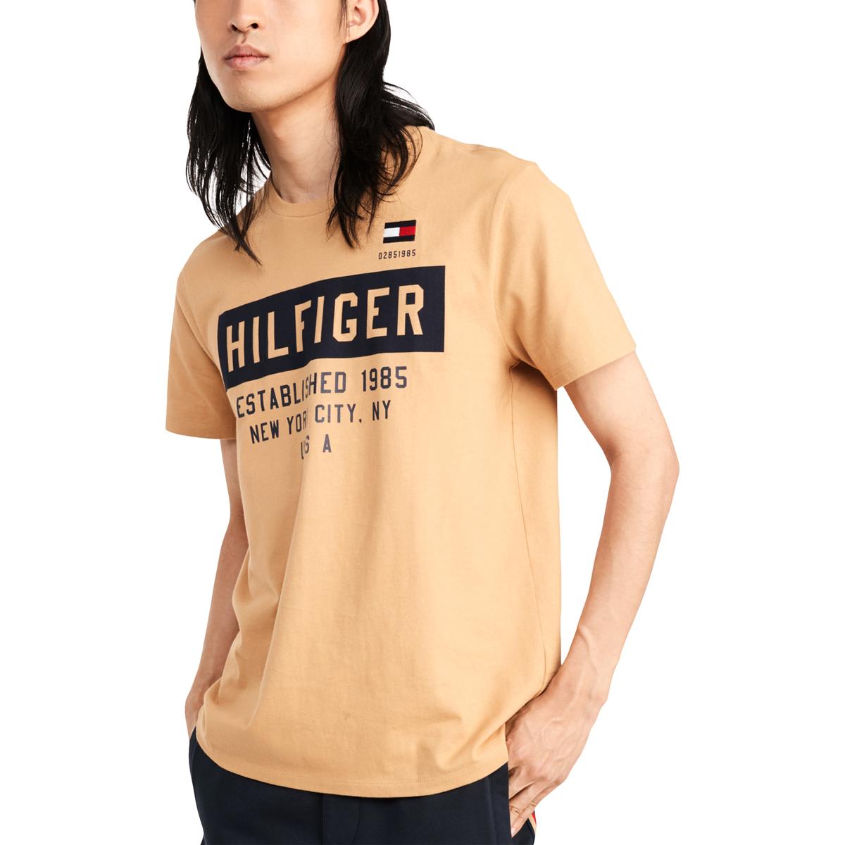 Tommy Hilfiger Mens Brown Cotton Crew Neck Tee T Shirt Petites L Bhfo