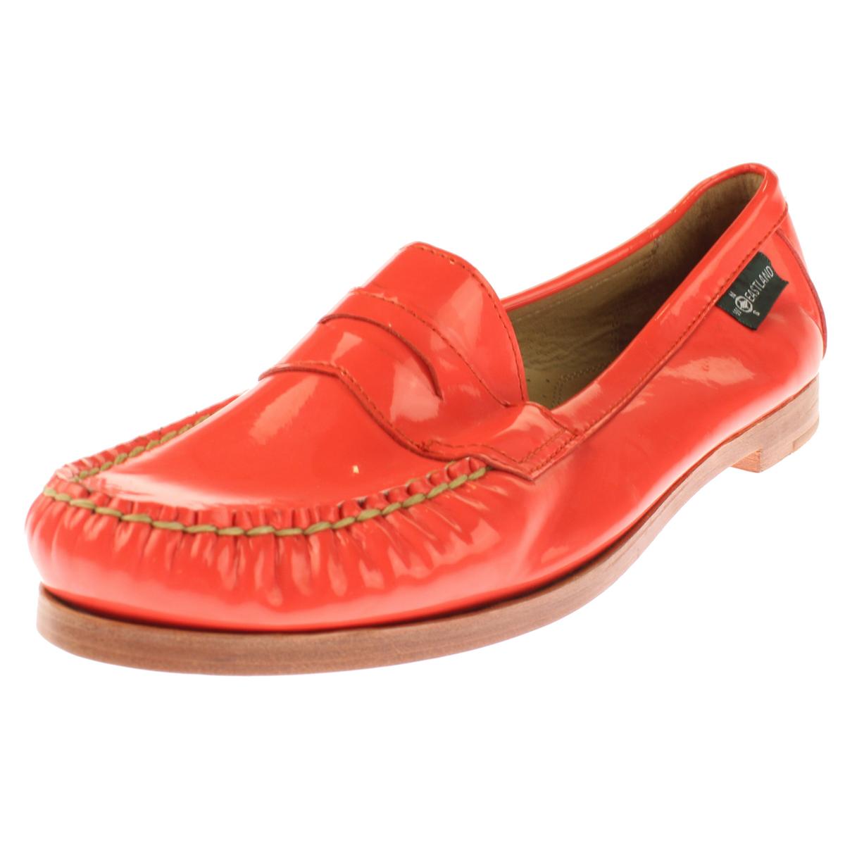 Eastland 6304 Womens Orange Patent Leather Loafers Shoes 9.5 Medium (B