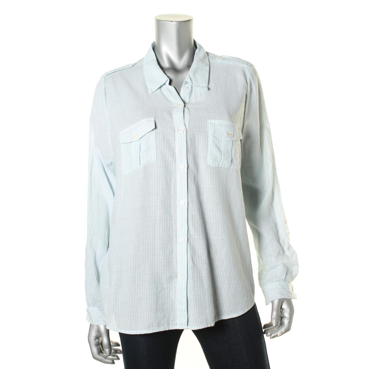 womens pinstripe button down shirt