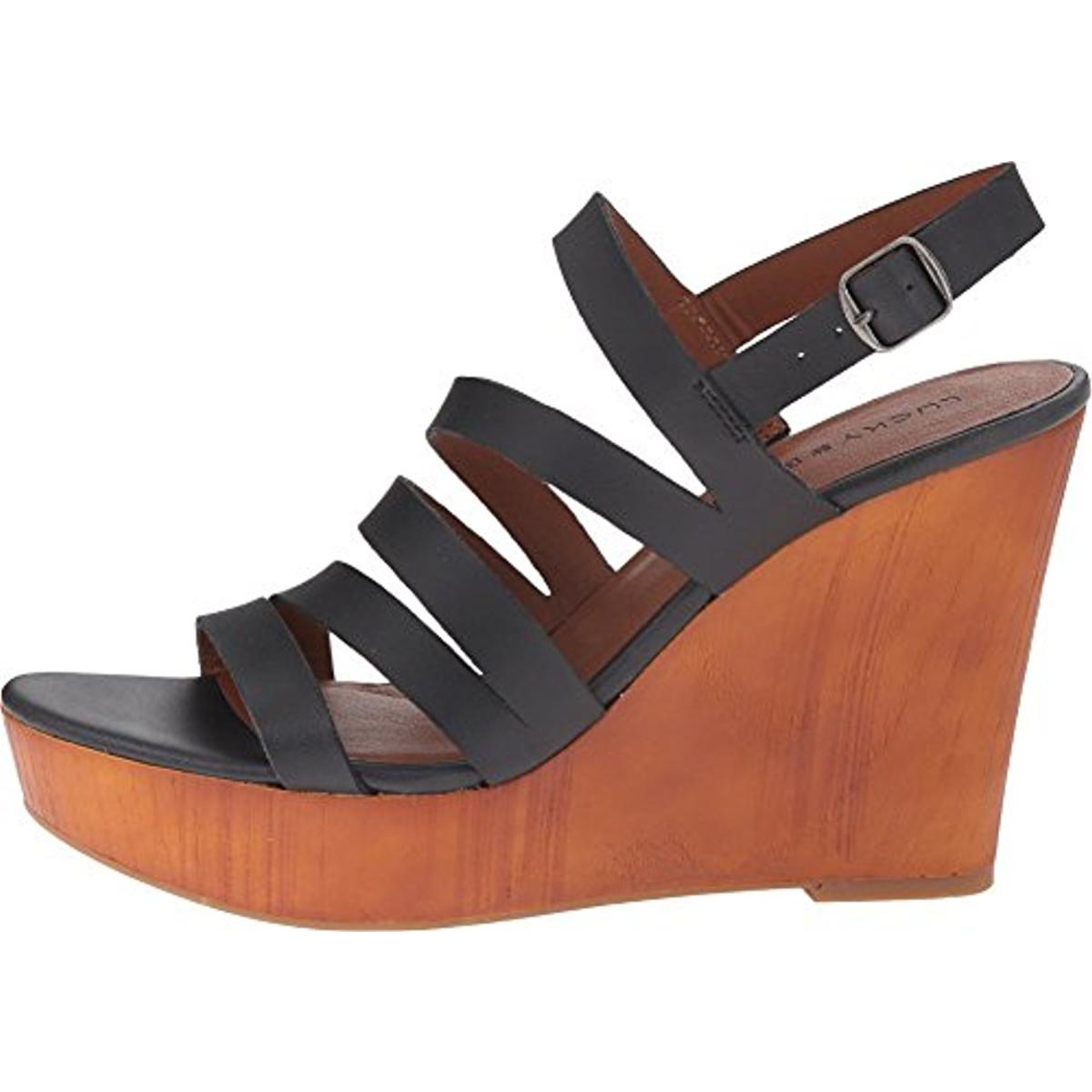 Lucky Brand 4579 Womens Larinaa Leather Platform Dress Wedge Sandals Shoes BHFO