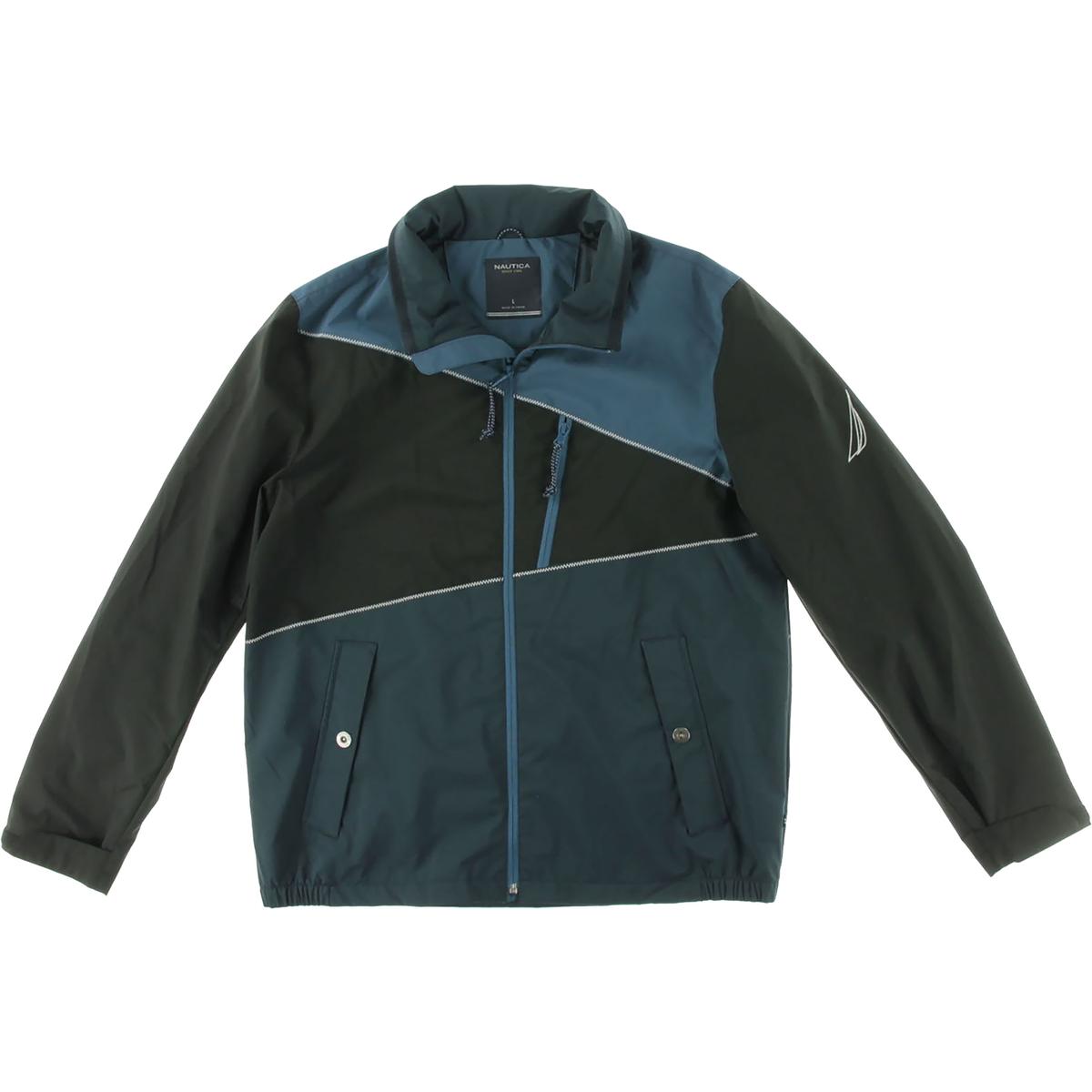 Nautica 7918 Mens Colorblock Zip Front Water Resistant Jacket Outerwear