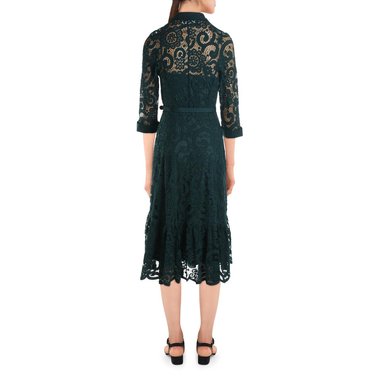 Nanette Nanette Lepore Womens Lace Midi Ruffle Hem Shirtdress BHFO 3835