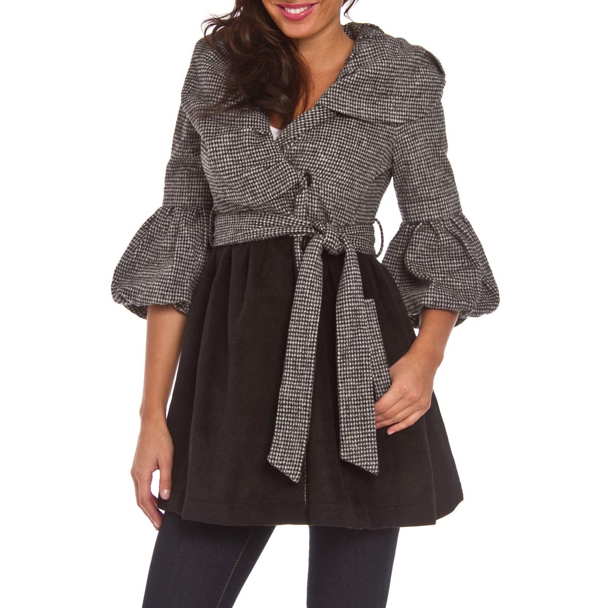 Ryu 0462 Womens Jester Wool Houndstooth Coat Outerwear BHFO eBay