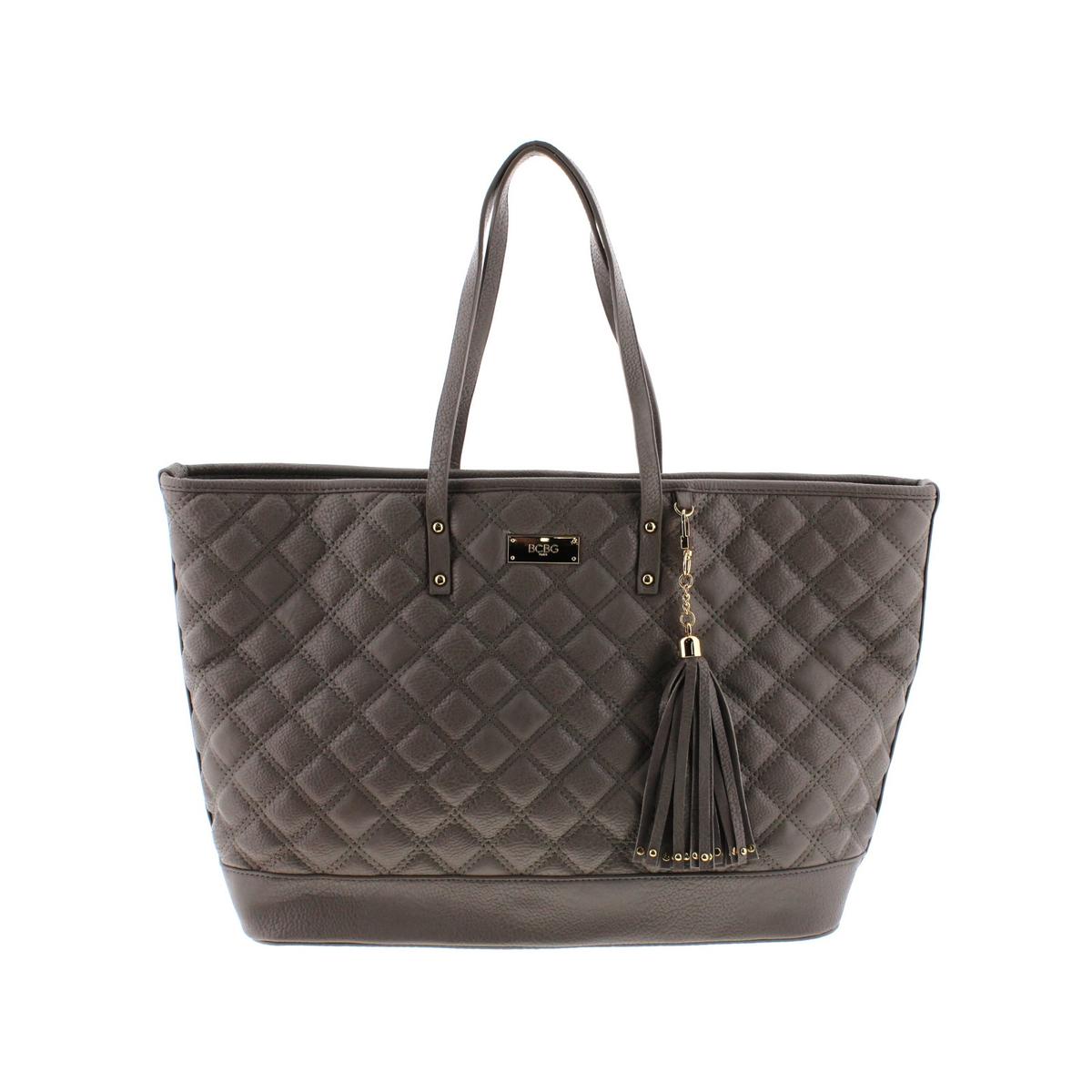 BCBG Paris 1385 Womens Quilted Faux Leather Tote Handbag Purse BHFO | eBay