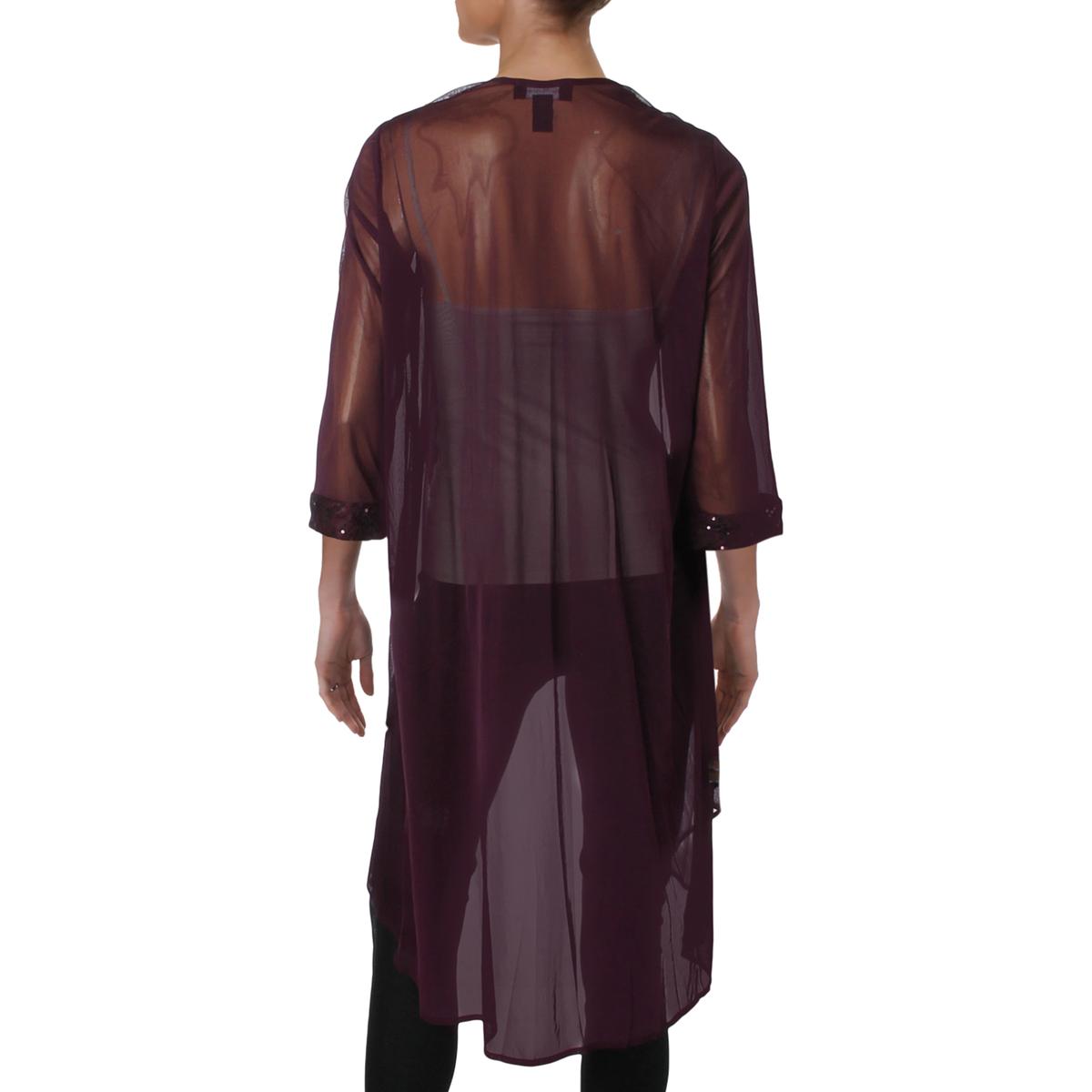 R/&M Richards Womens Sheer Sequins Special Occasion Cardigan Top Jacket BHFO 4339
