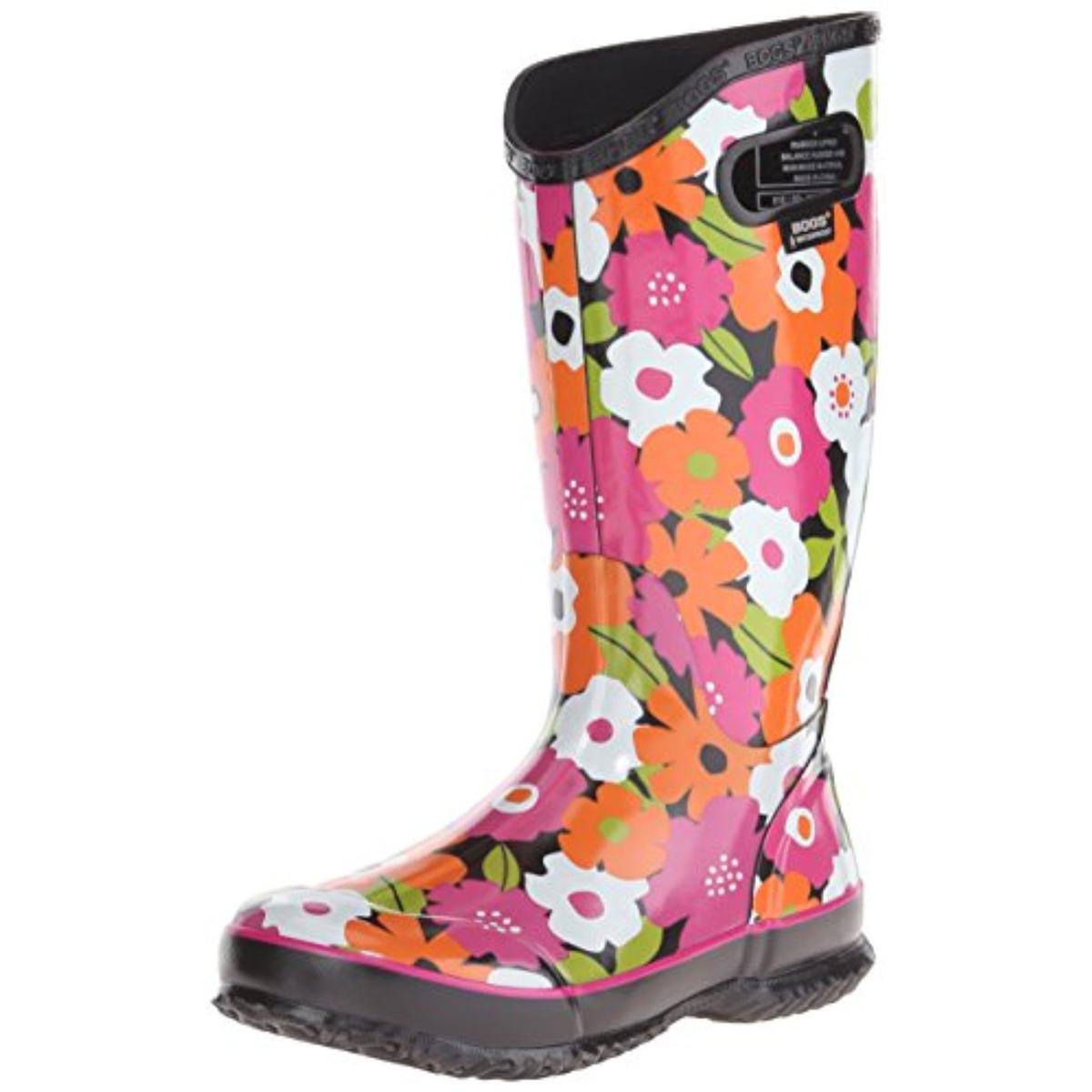 Bogs 8193 Womens Spring Flowers Mid-calf Floral Print Rain Boots Shoes 