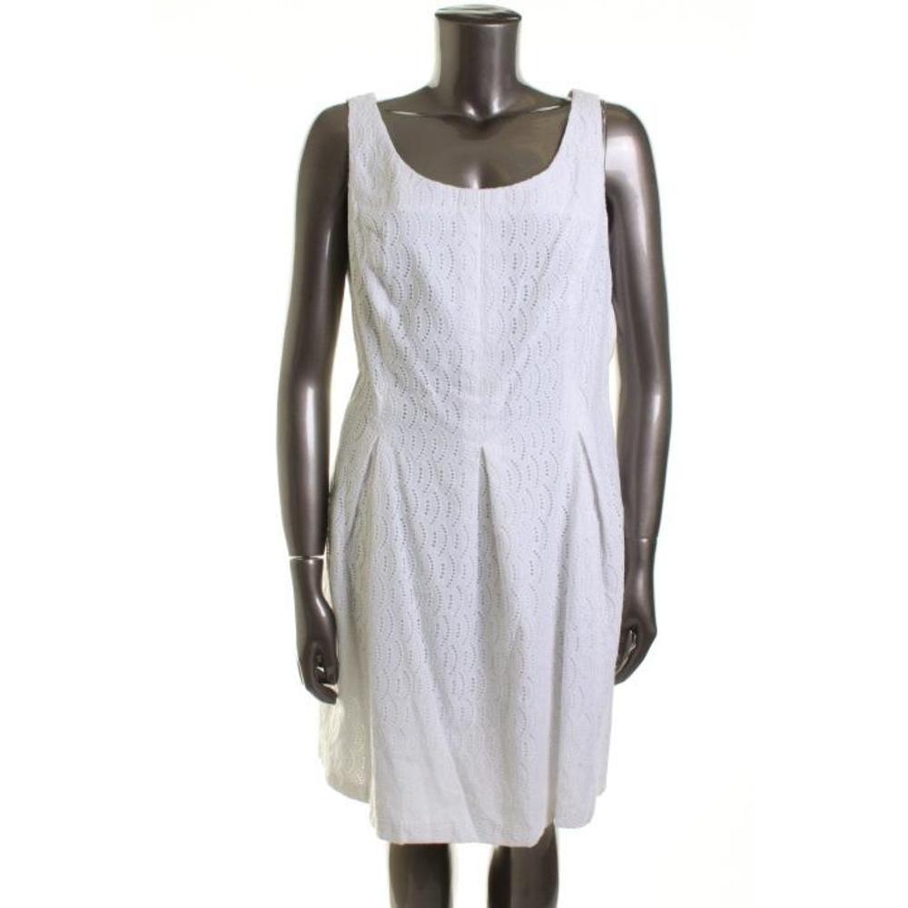 Lord-Taylor-White-Eyelet-Sleeveless-Knee-Length-Casual-Dress-Plus-14W ...