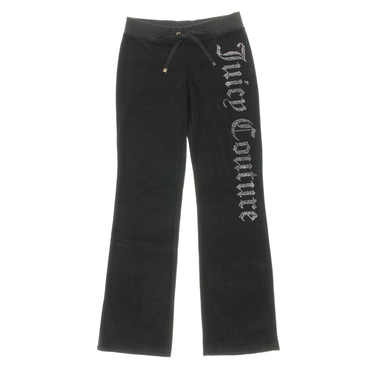 Juicy Couture Black Label 4683 Womens Velour Rhinestone Bootcut Pants