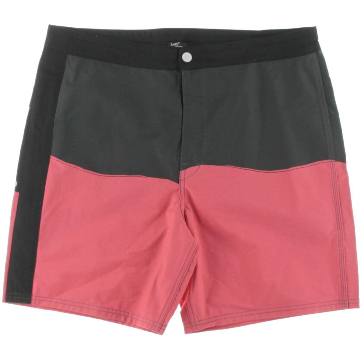 Levi's 1659 Mens Black Cotton Blend Colorblock Button Fly Swim Trunks