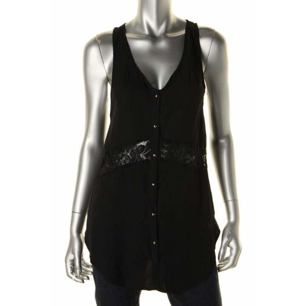 Against Nudity NEW Black Racerback Lace Tr