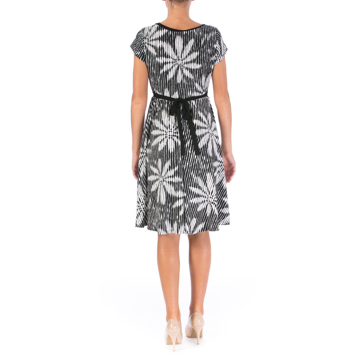 NY Collection 5196 Womens Printed Short Sleeves KneeLength Casual