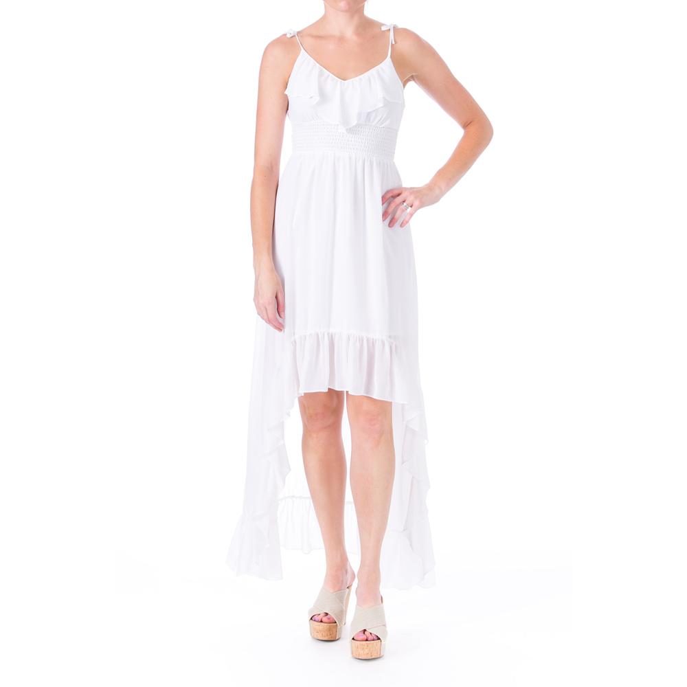 Guess 7085 New Womens White Chiffon Ruffled Maxi Dress Juniors XS BHFO