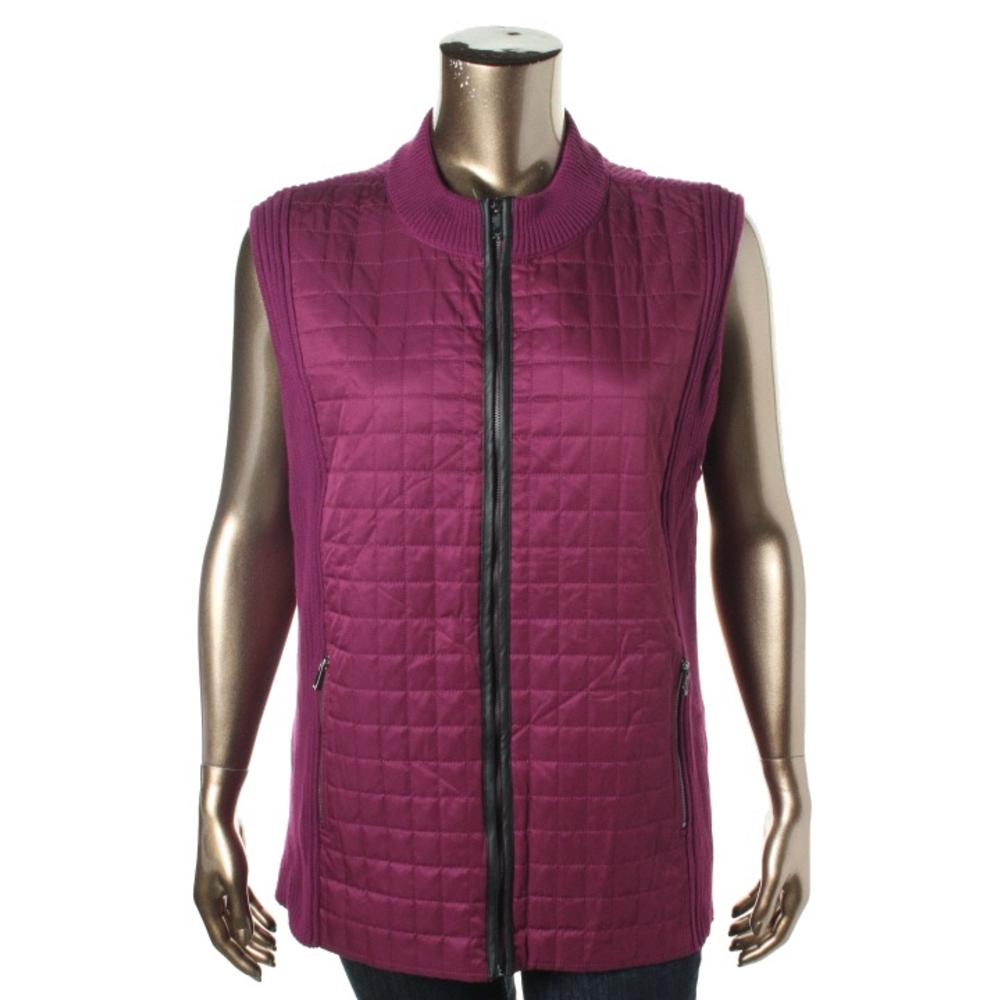Jones NEW York 7057 Womens Knit Zipper Colorblock Vest TOP Plus Bhfo eBay