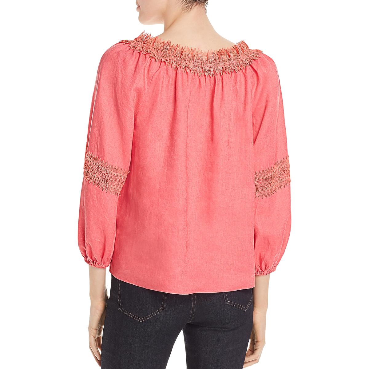 Le Gali Womens Cindy Lace-Trim Tie-Neck Shirt Top Blouse BHFO 6226