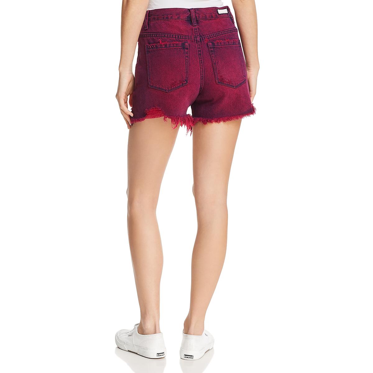 Blank NYC Womens Denim Cutoff Midi High-Waist Shorts BHFO 1681