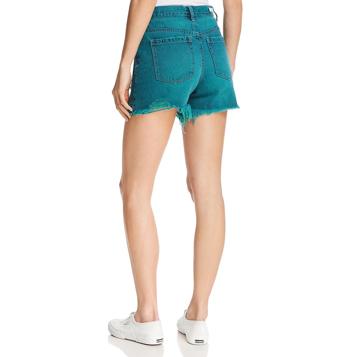Blank NYC Womens Denim Cutoff Midi High-Waist Shorts BHFO 1681
