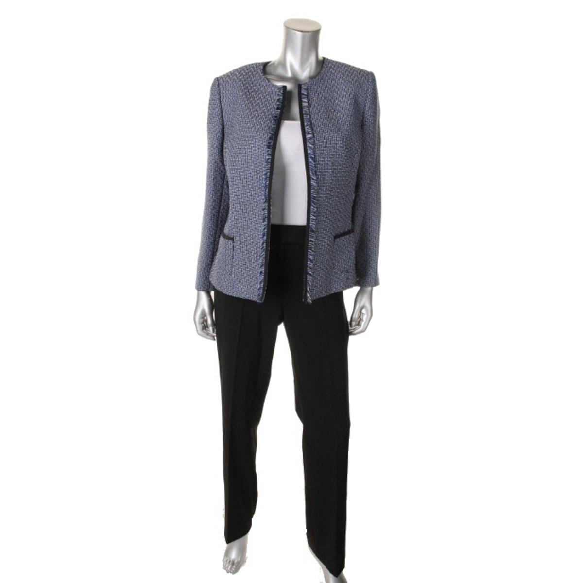 Tahari ASL 5848 Womens Tracey Blue Fringe 2pc Long Sleeves Pant Suit 12 BHFO | eBay