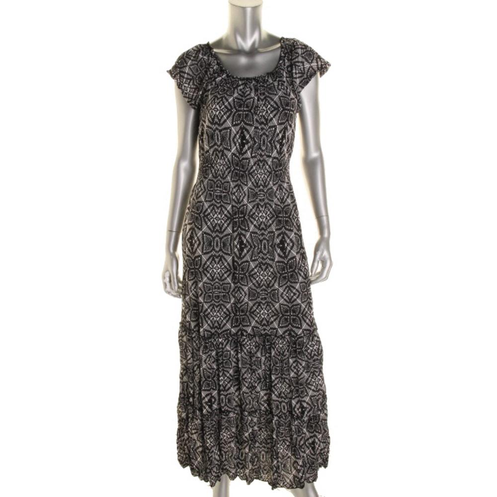 ... STYLE  CO. NEW BW Printed Tiered Short Sleeves Maxi Dress XL BHFO