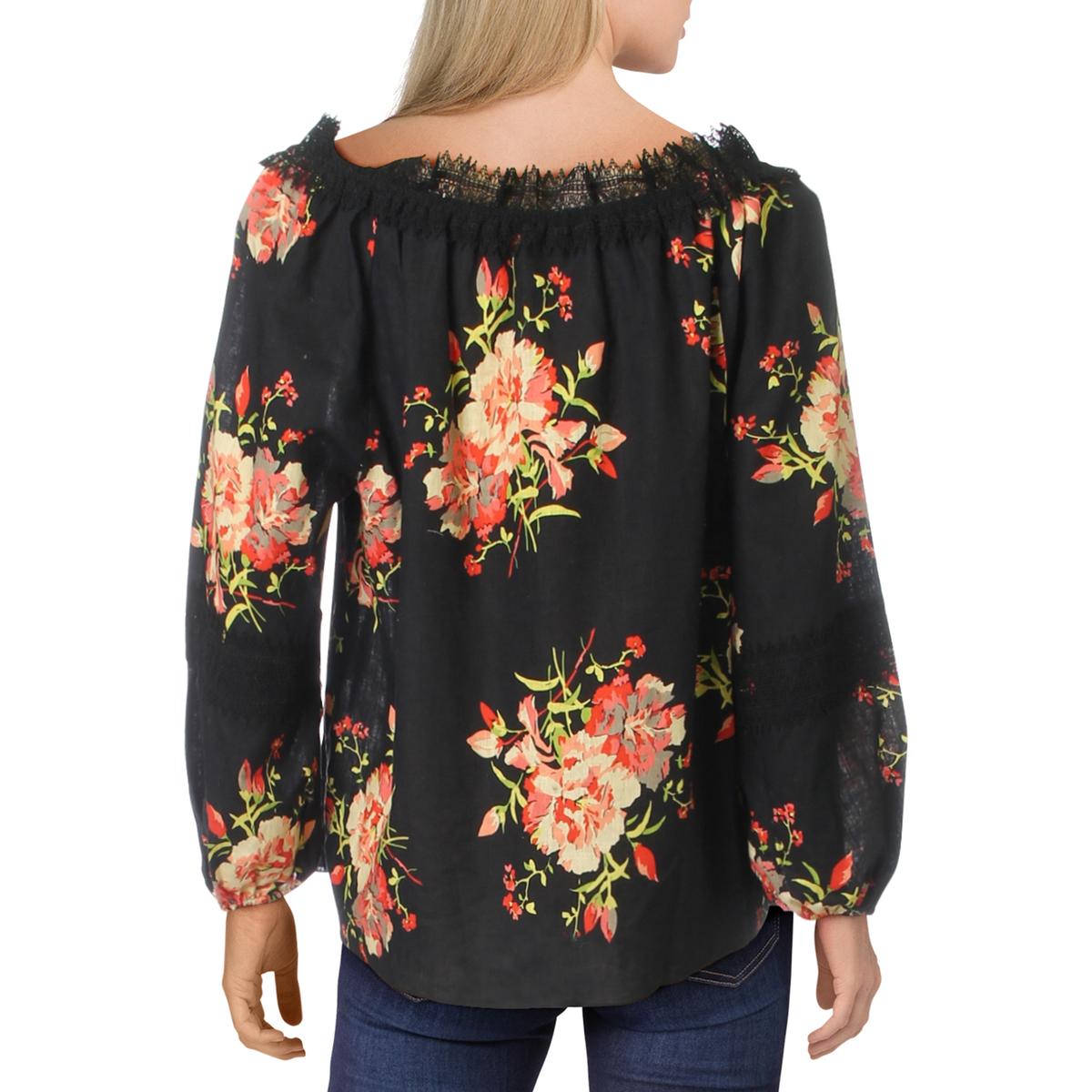 Le Gali Womens Cindy Lace-Trim Tie-Neck Shirt Top Blouse BHFO 6226