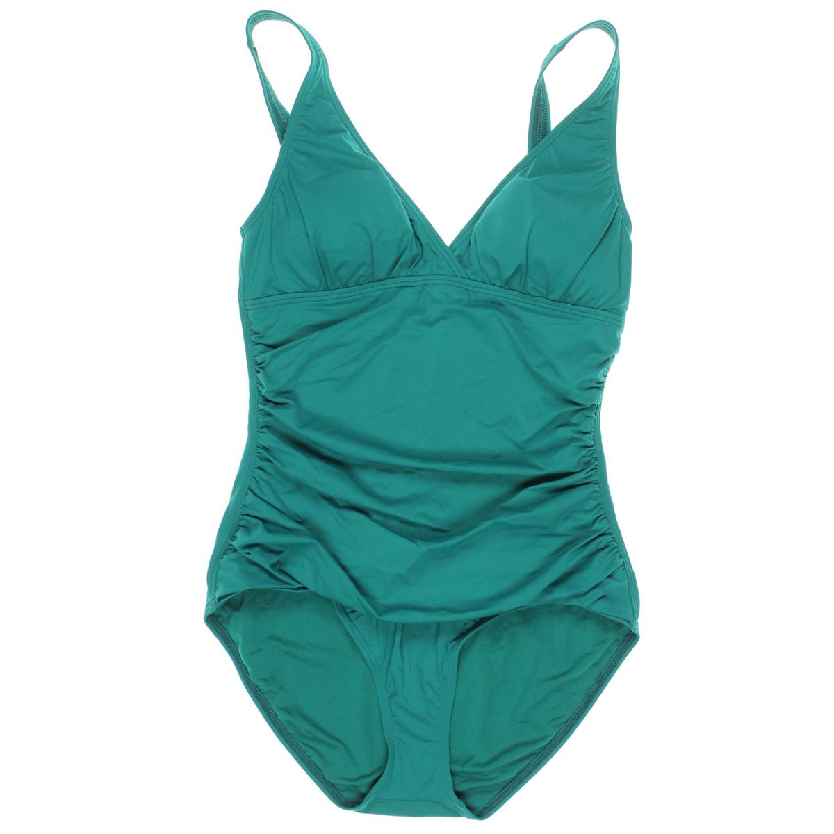 Tommy Bahama 0997 Womens Triangle VNeck Shirred OnePiece Swimsuit