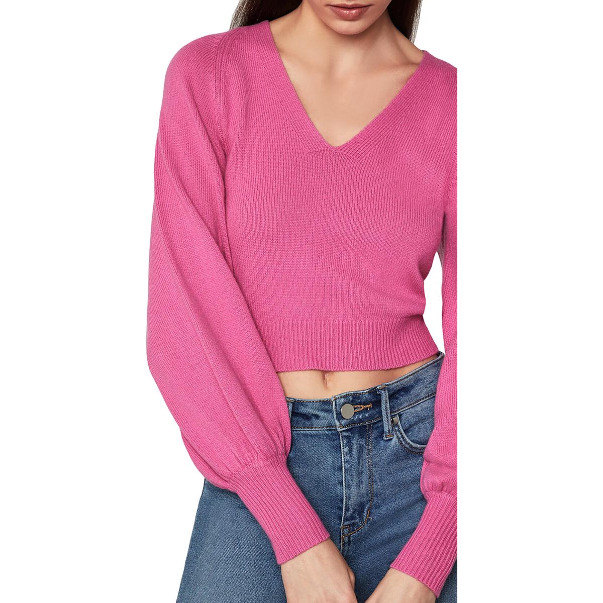 BCBG Max Azria Women/'s Ribbed Knit Cropped Balloon Sleeve Sweater