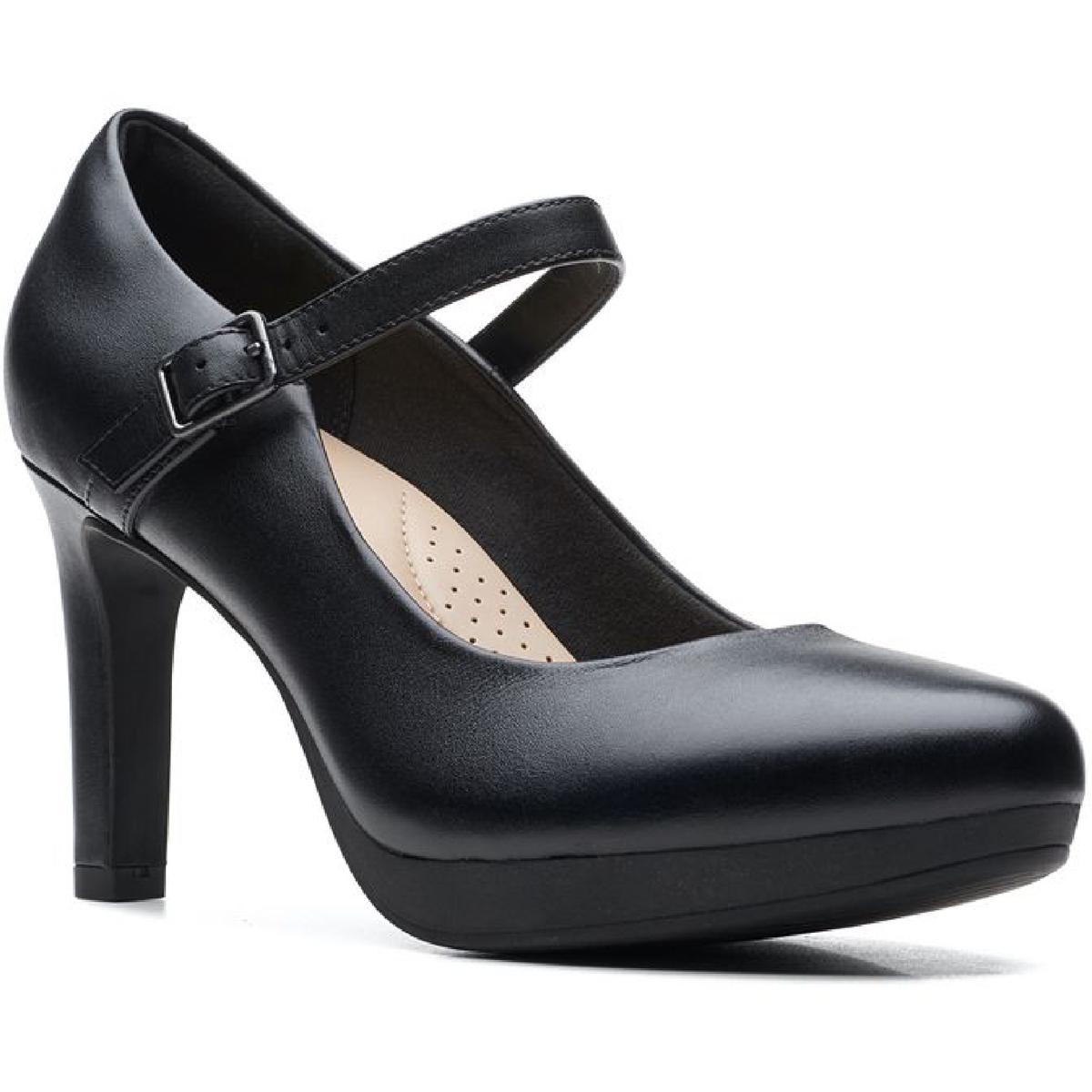 Clarks Ambyr Shine Womens Leather Foot Strap Pumps