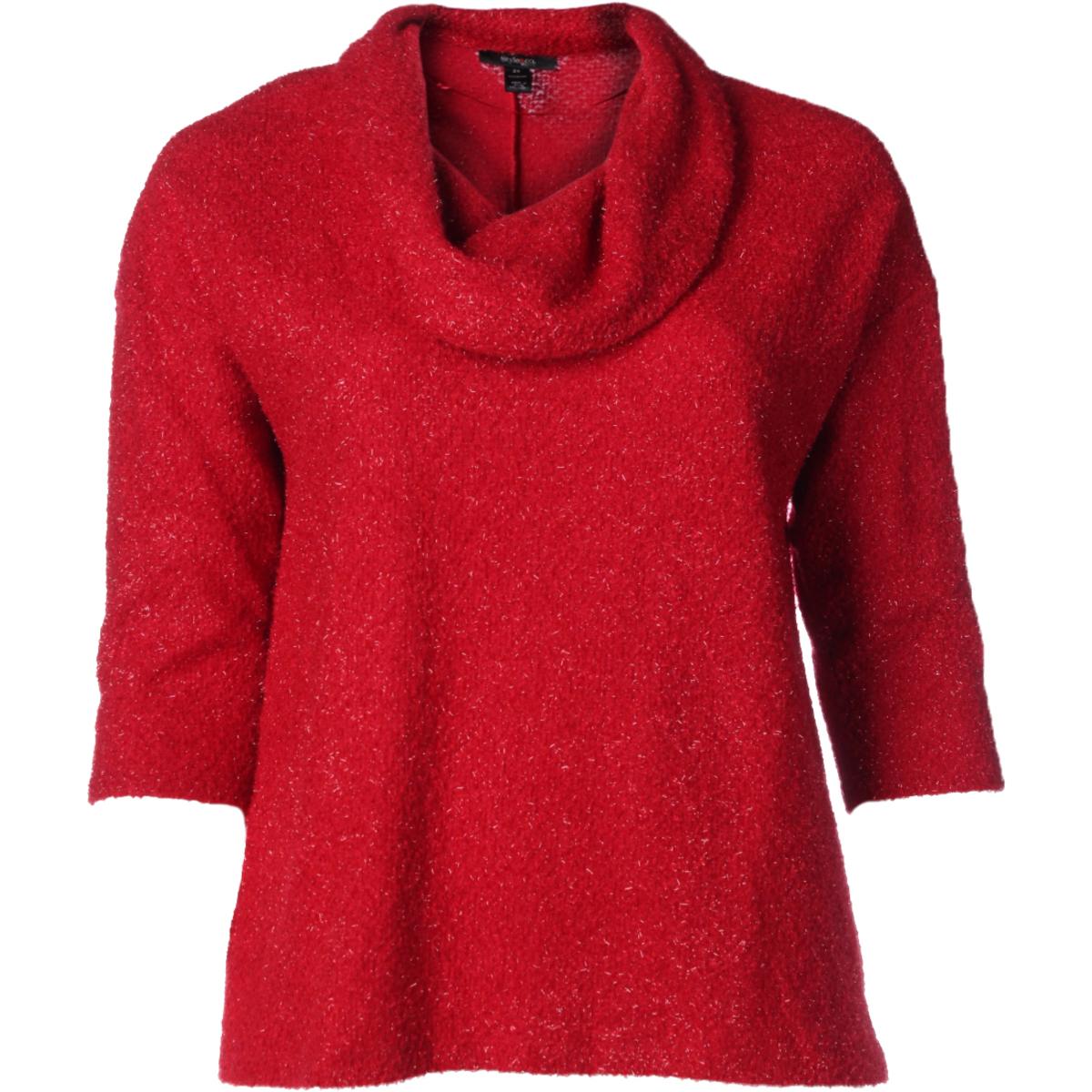 style-co-3581-womens-red-metallic-knit-cowl-neck-sweater-top-plus-0x