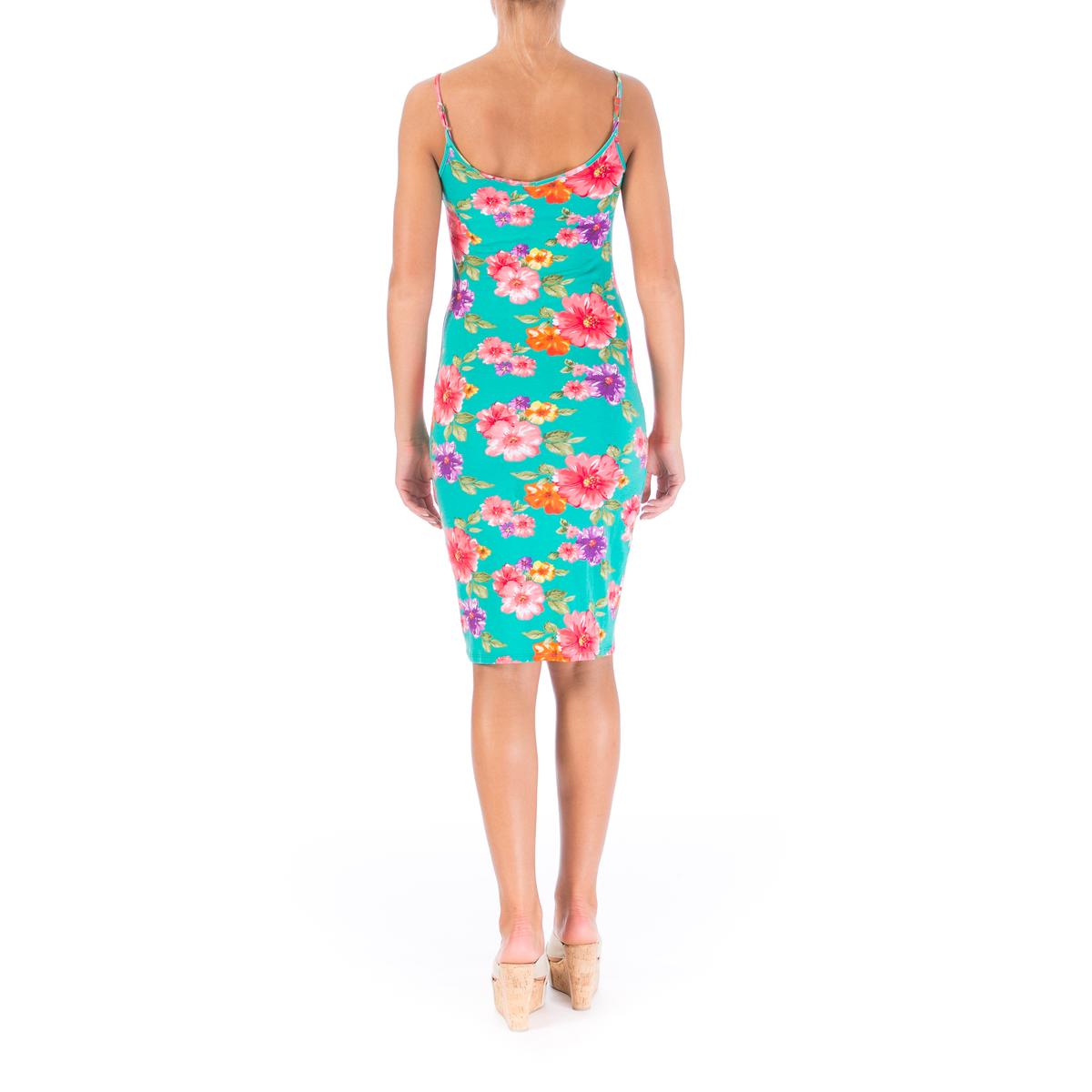 One Clothing 2353 Womens Jersey Floral Print KneeLength Tank Dress