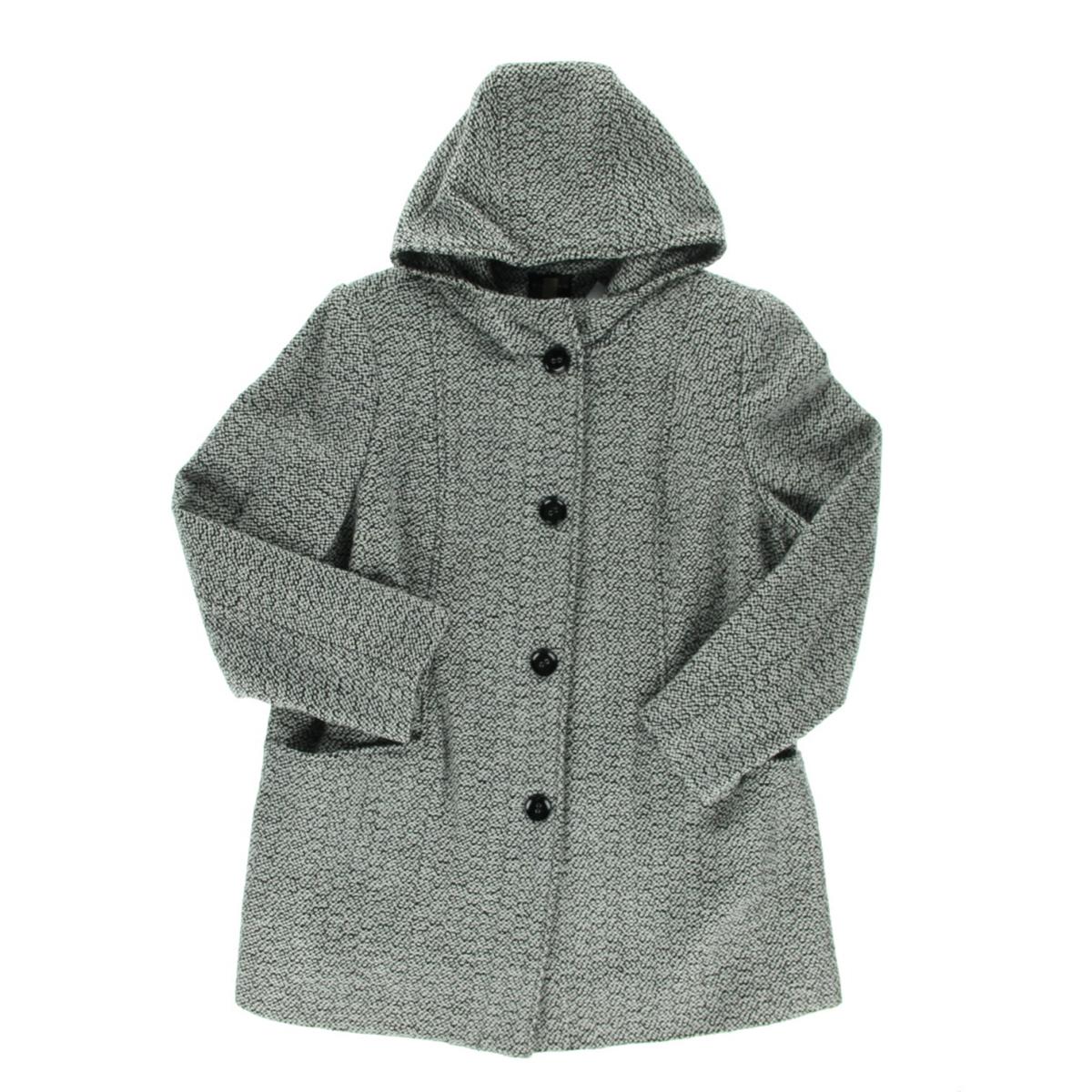 Gallery 3345 Womens Wool Blend Tweed Hooded Coat Outerwear Plus BHFO eBay