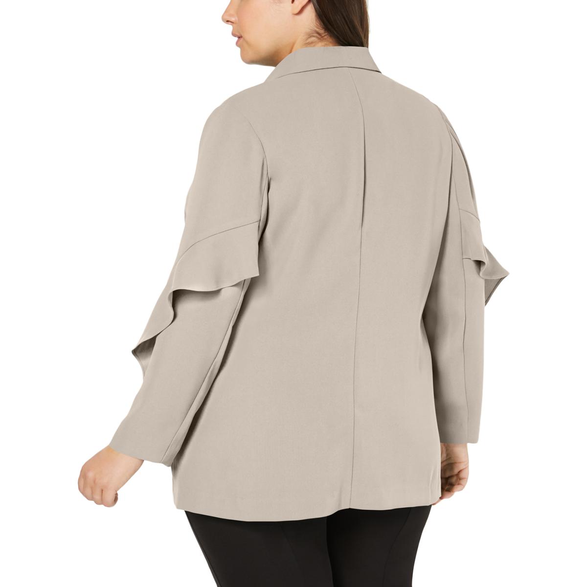 Alfani Womens Ruffled Long Dressy Boyfriend Blazer Jacket Plus BHFO 3980