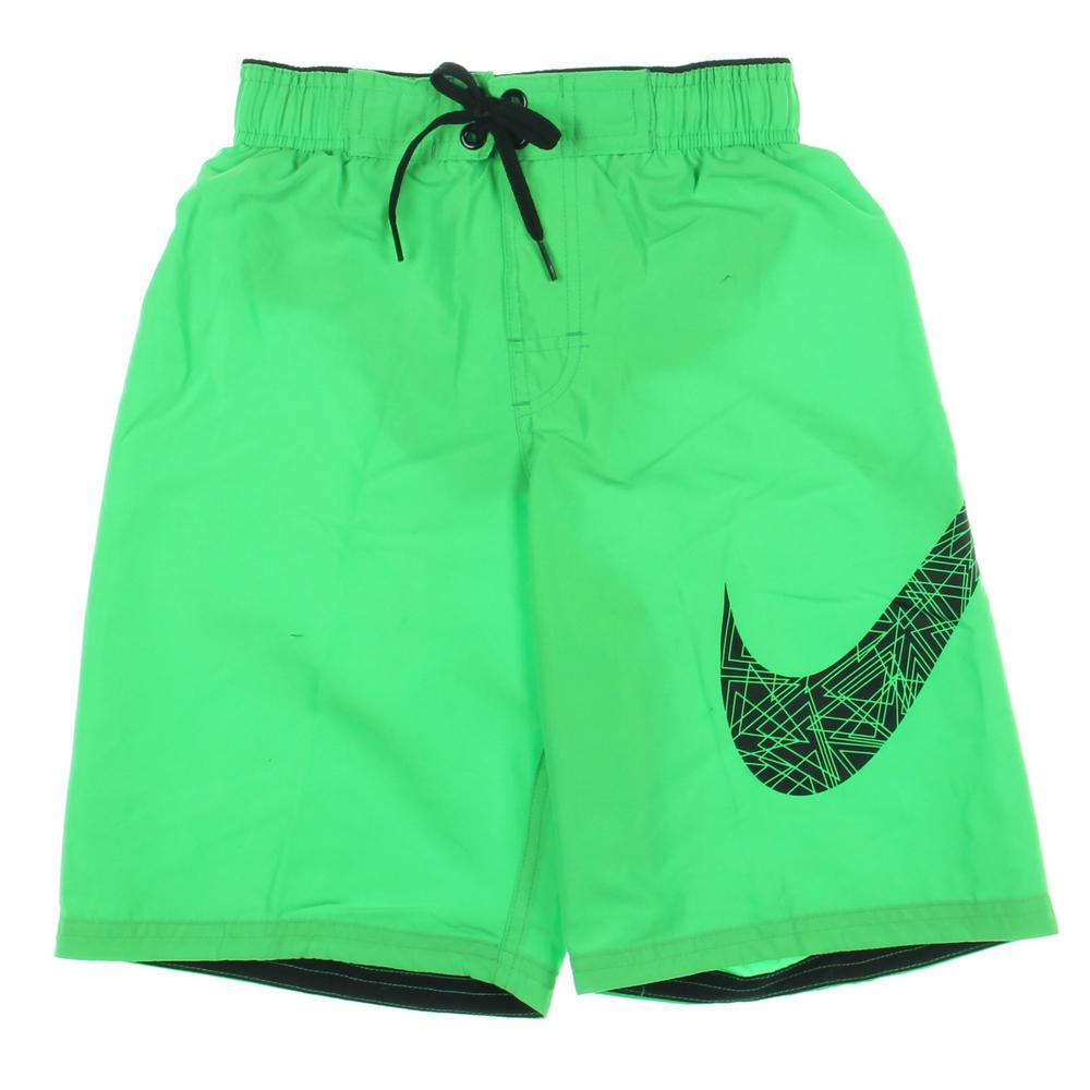 NIKE 0302 NEW Boys Green Solid LaceUp Swim Trunks S BHFO eBay
