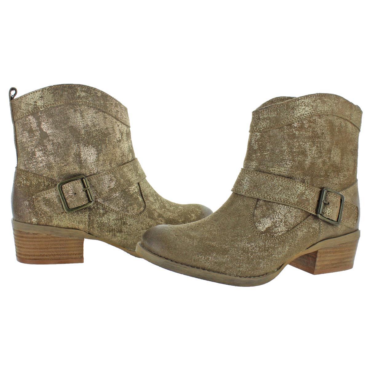 Naughty Monkey Womens Metalicah Suede Shimmer Buckle Ankle Boots Shoes BHFO 2967