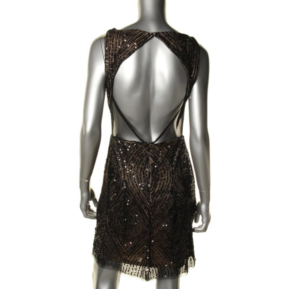 Adrianna Papell NEW Black Mesh CUT Outs E