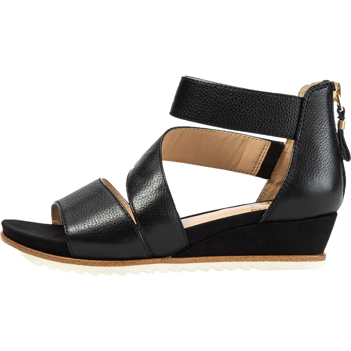 Lucca Lane Womens Fifi Leather Ankle Strap Wedge Sandals Shoes BHFO 1764