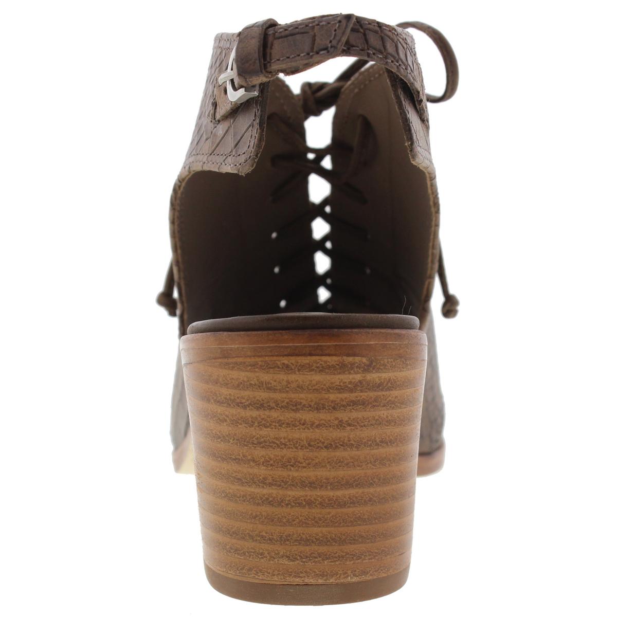 leather stacked heel sandals