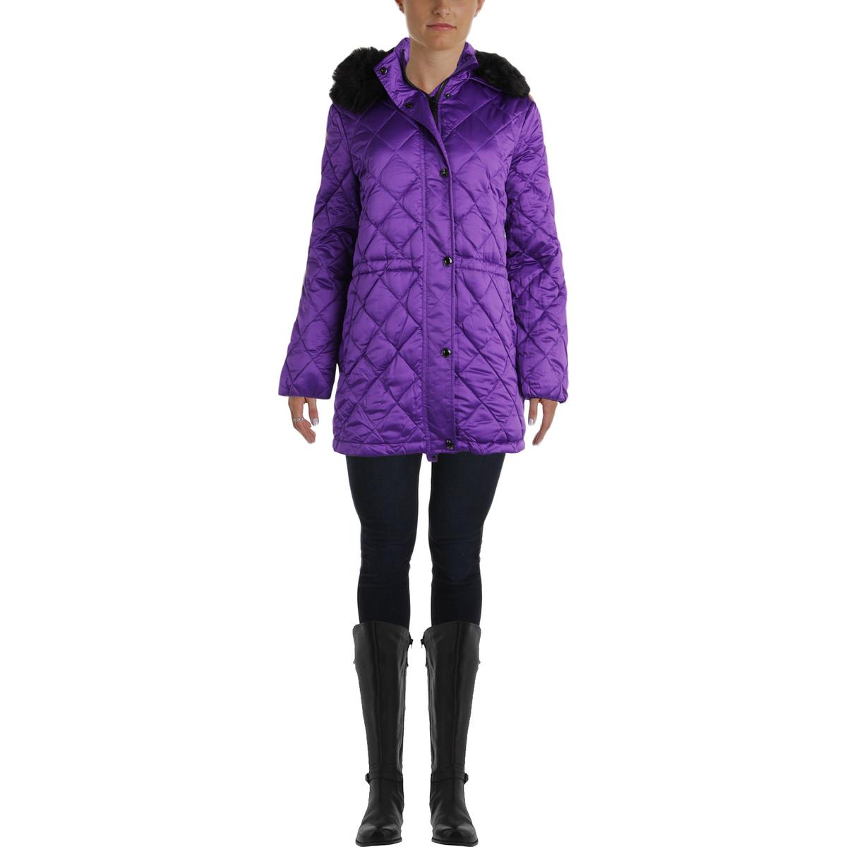 Lauren Ralph Lauren 8786 Womens Purple Down Hooded Puffer Coat