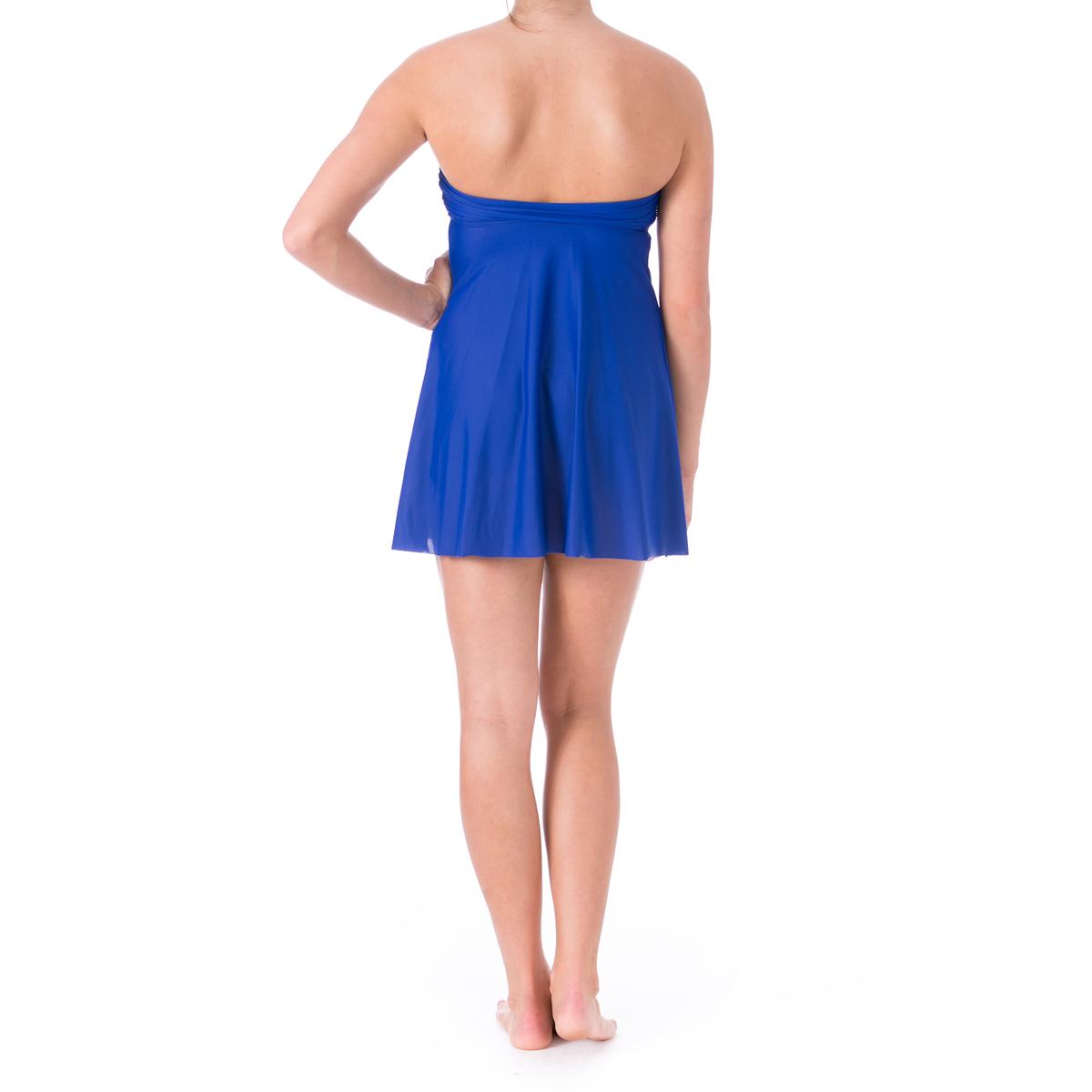 Eco Swim 6490 Womens Shirred Strapless Bandeau Dress Swim CoverUp BHFO