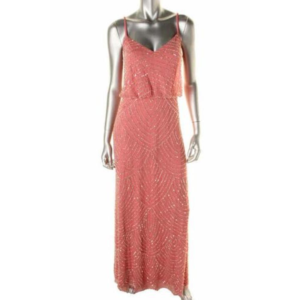 ADRIANNA-PAPELL-NEW-Pink-Sequined-Prom-Evening-Dress-Gown-Petites-4P ...