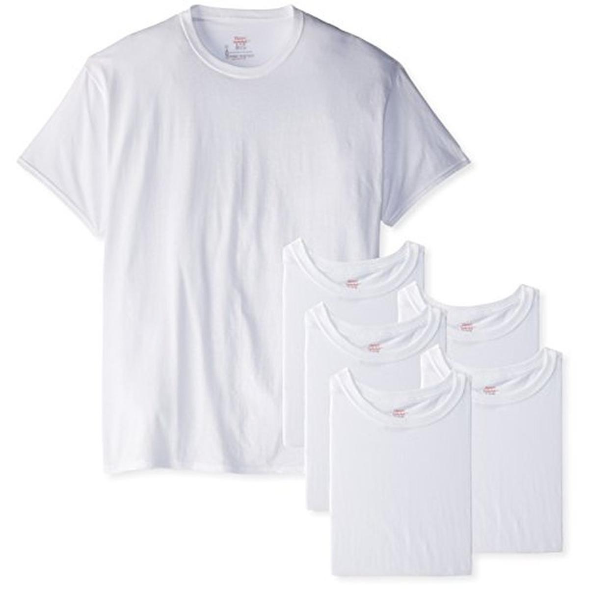 Hanes 2661 Mens White Tagless 6pk Crewneck T Shirt SET L Bhfo eBay