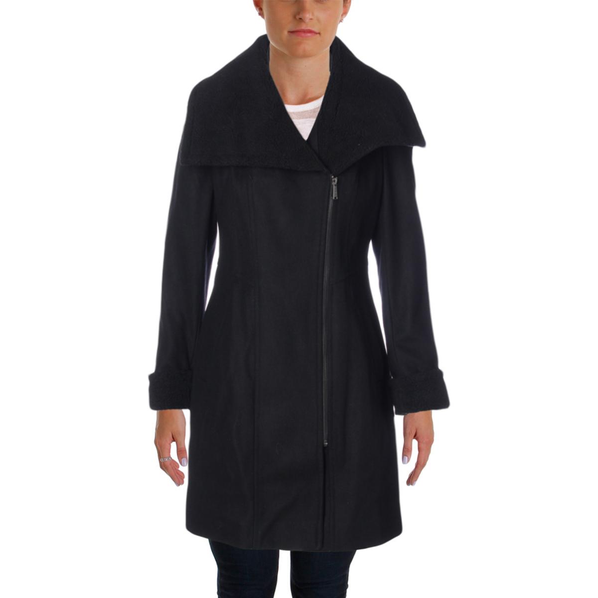 DKNY Womens Wool Blend Shearling Coat | eBay