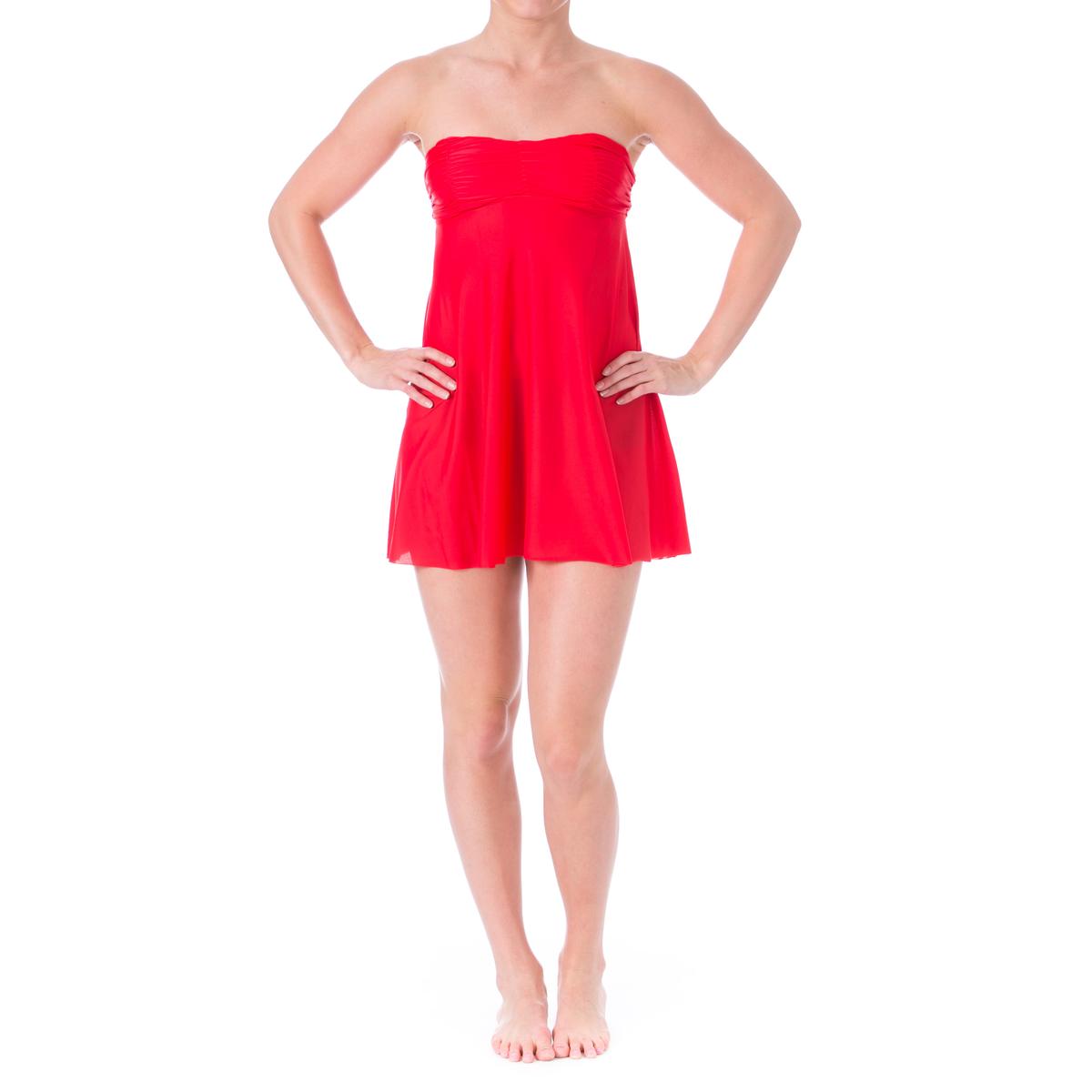 Eco Swim 6490 Womens Shirred Strapless Bandeau Dress Swim CoverUp BHFO