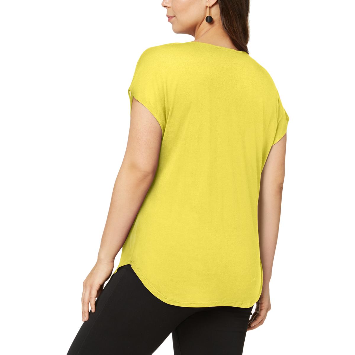 INC Womens Pleated Vneck V-Neck Career Wear Shirt Blouse Top BHFO 5271