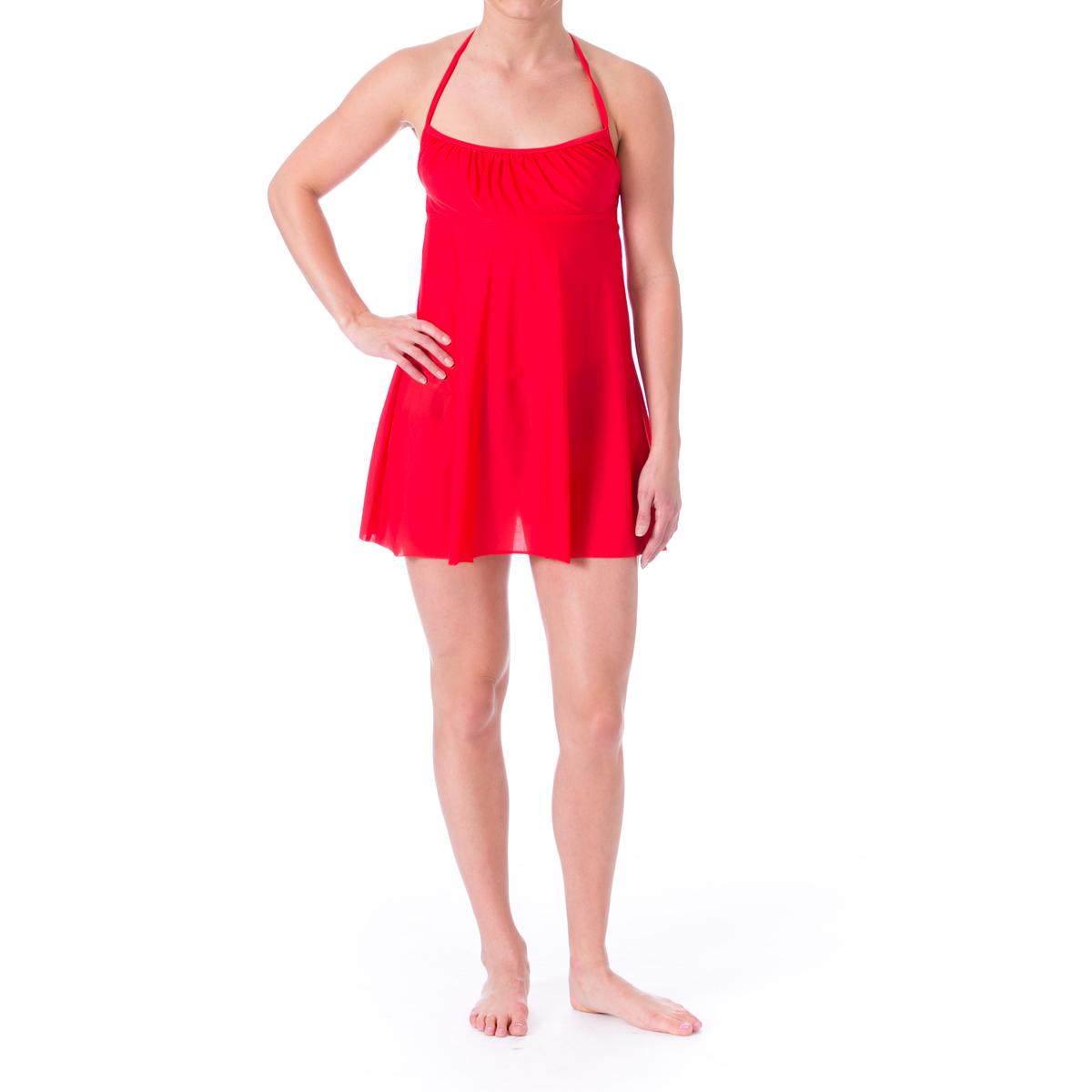 Eco Swim 6487 Womens Stretch Halter One Piece Dress Swim Cover Up BHFO