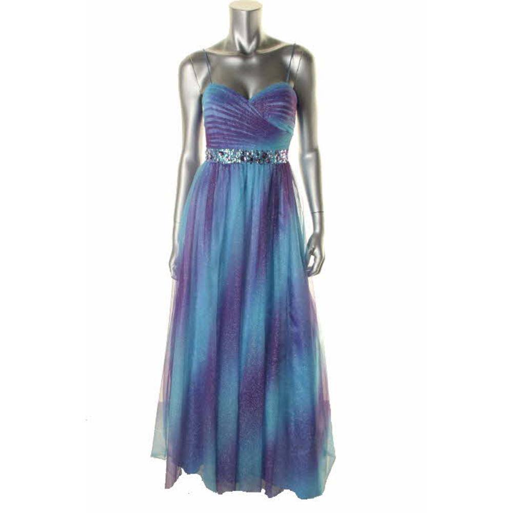 JUMP APPAREL NEW Purple Ombre Glitter Prom Formal Dress Juniors 1/2