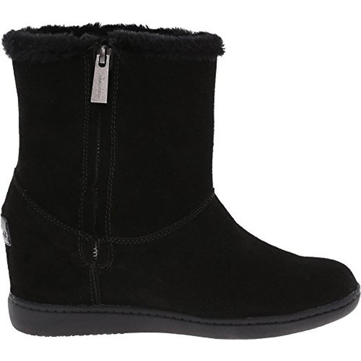 womens wedge boots with fur trim