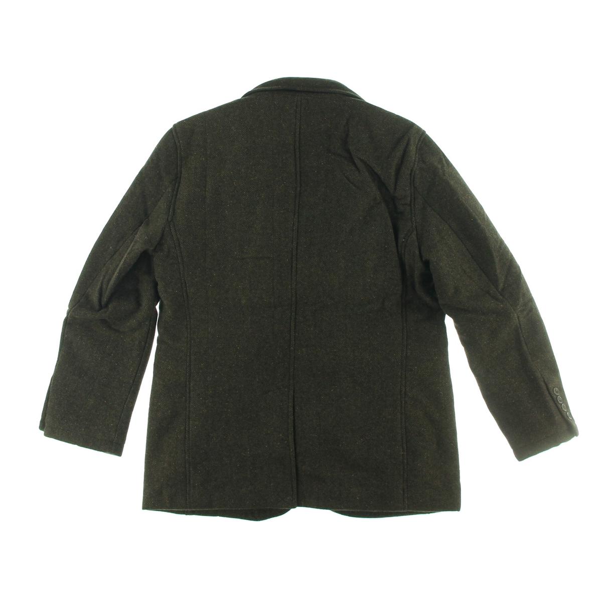 London Fog Heritage 8380 Mens Wool Herringbone Pea Coat Outerwear BHFO ...