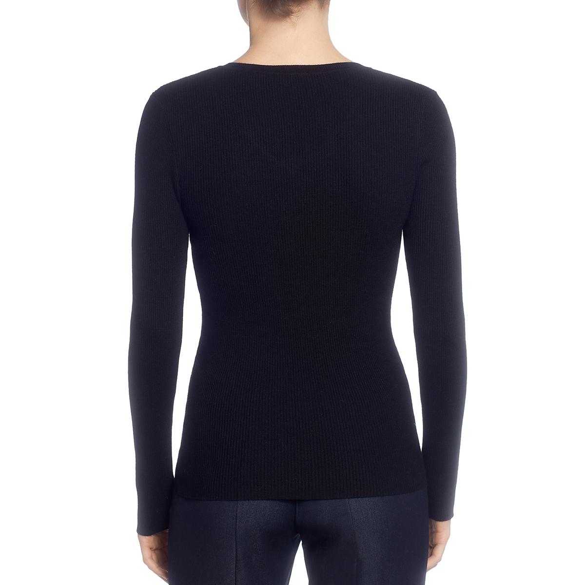 T Tahari Womens Black Lace-Up Ribbed Casual Pullover Sweater Top L BHFO ...