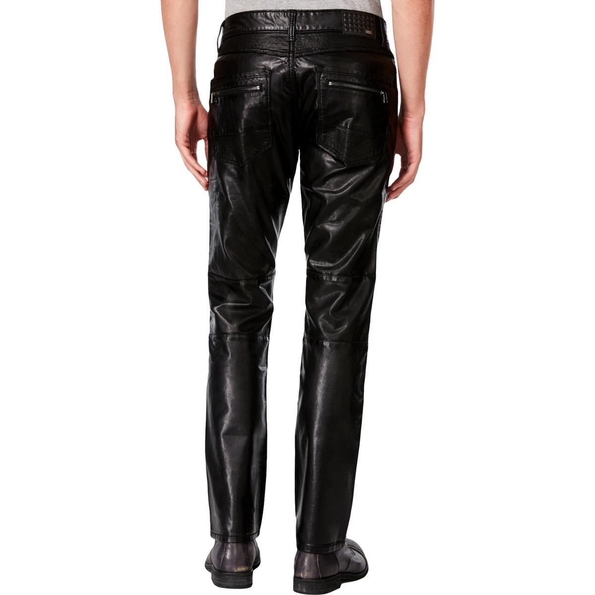 black faux leather jeans