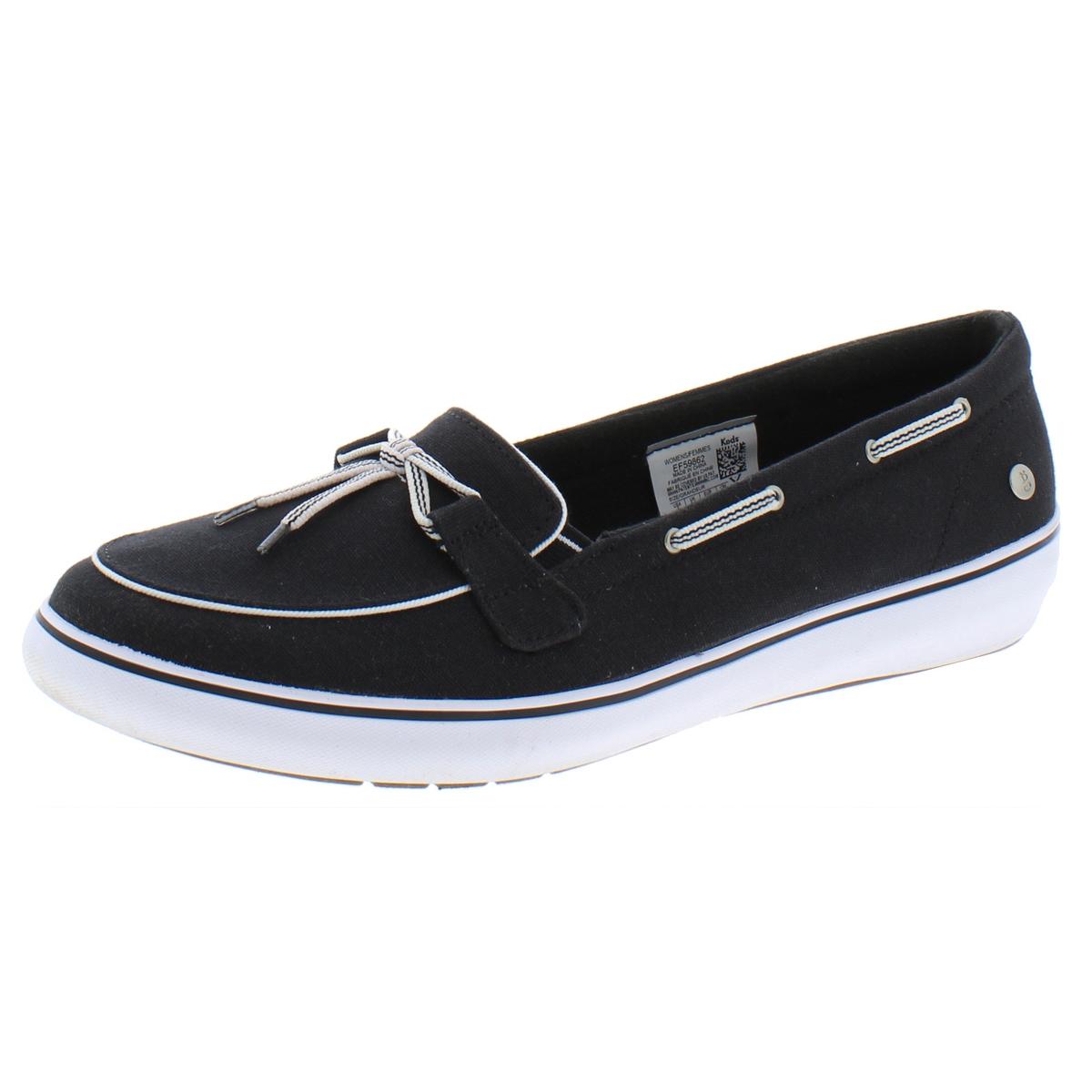 Womens Windsor Black Canvas Boat Shoes 9 Medium (B,M) BHFO