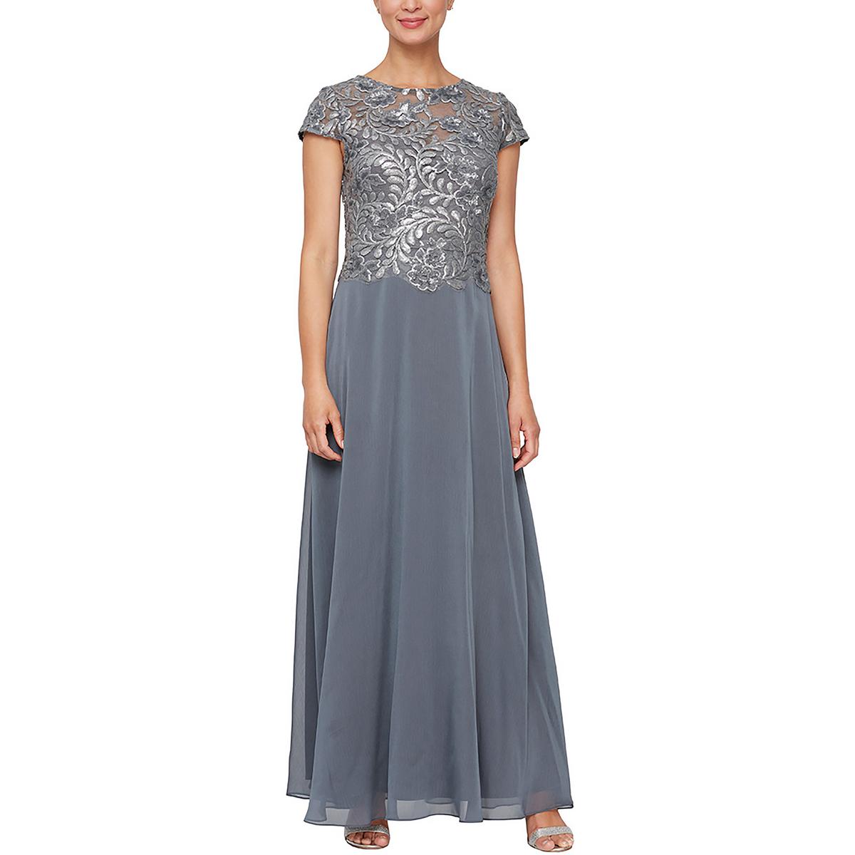 Alex Evenings Womens Embellished Maxi Evening Dress Gown Petites